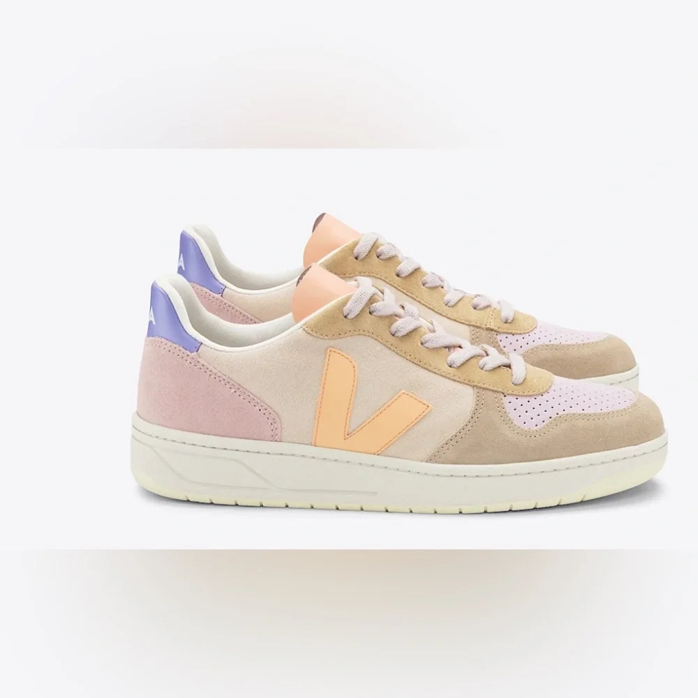 Veja NEARLY NEW V-10 peach multico suede - tan, pink, purple, beige sneaker - 6 - Picture 16 of 16
